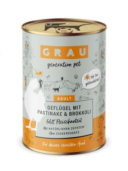 Grau Geflügel mit Pastinake & Brokkoli Nassfutter 6x400 g